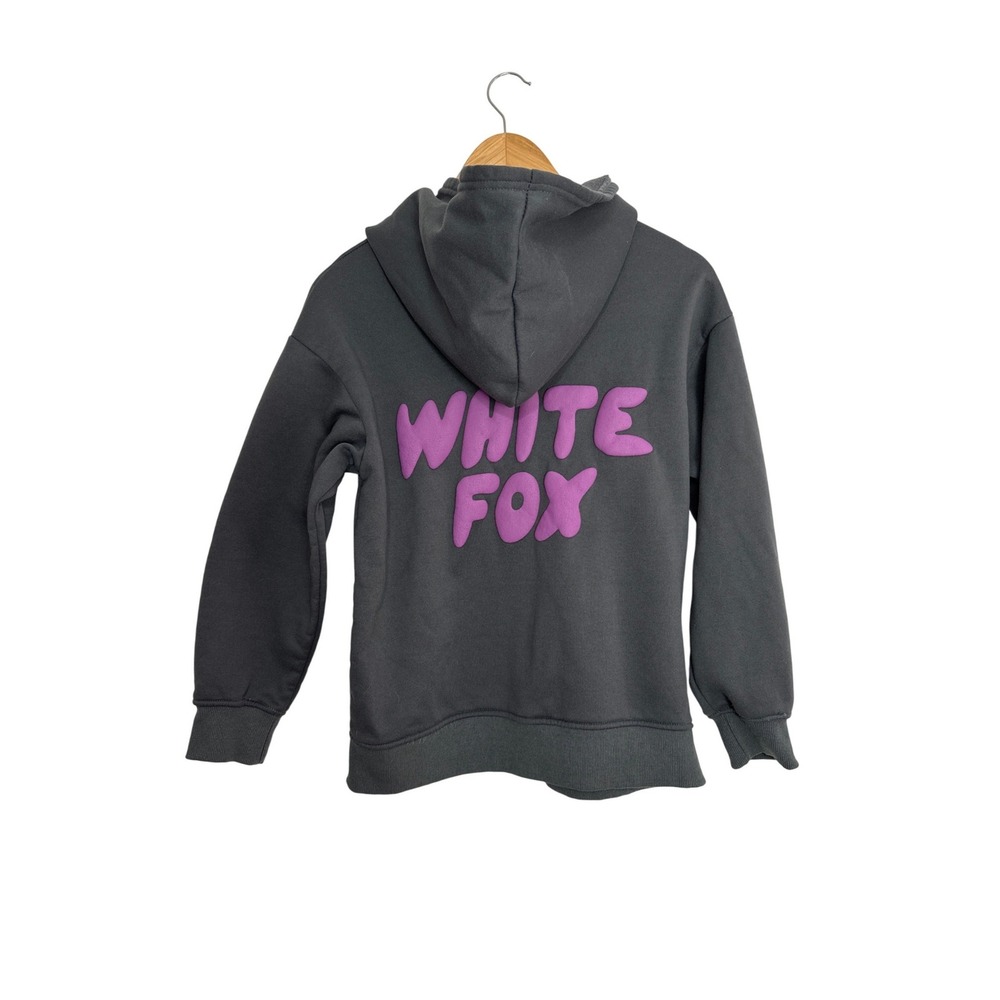 White Fox Vol.3 Hoodie Women's Small Gray Purple Volcanic Puff Graphic Oversized